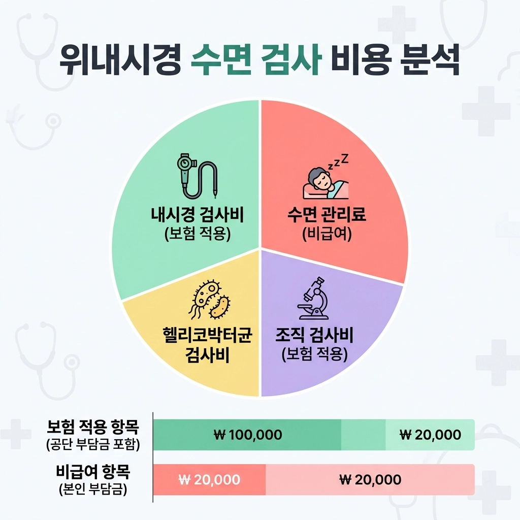 위내시경 비용 구성 요소를 보여주는 인포그래픽